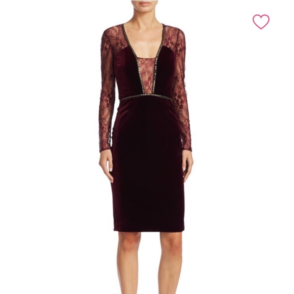 Badgley Mischka Merlot Beaded Cocktail Dress